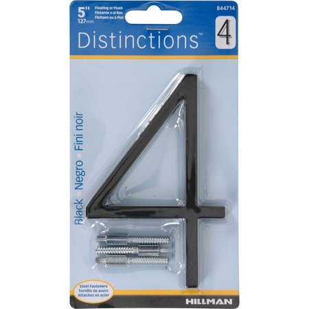 HILLMAN Distinctions 5 in. Black Steel Screw-On Number 4 1 pc, 3PK 844714